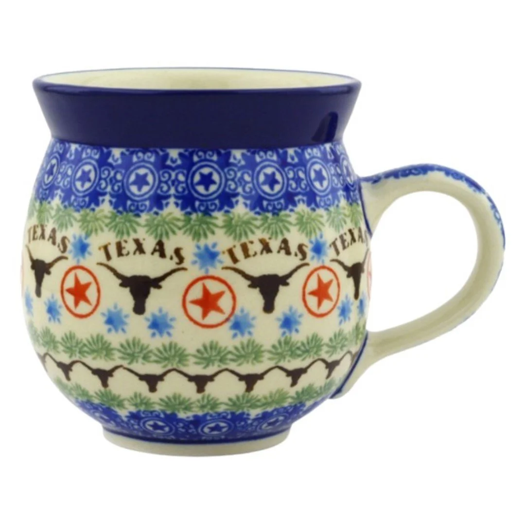 ceramika artystycznapolish pottery 5 oz tumbler texas longhorns